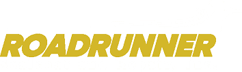 Yellow text "ROADRUNNER" with a stylized outline of a roadrunner bird above; gray text below reads "Sealcoat and Repair, Inc." on a light background.