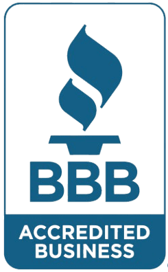BBB Accredited Business logo featuring a blue torch icon above the letters "BBB" and the words "Accredited Business" below.